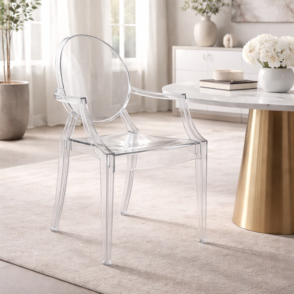 Chaise King Ghost Transparente – Design Baroque Moderne | Intérieur & Extérieur