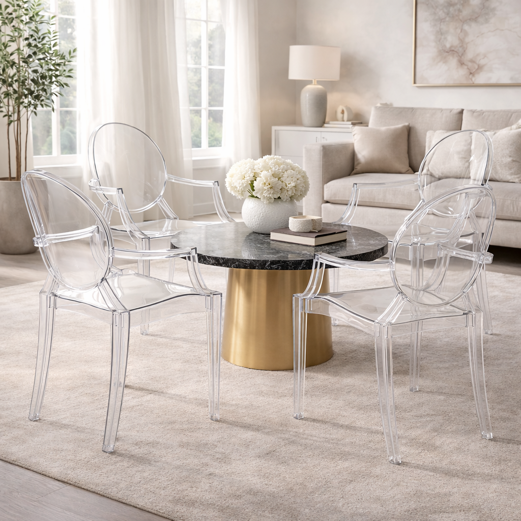 Chaise King Ghost Transparente – Design Baroque Moderne | Intérieur & Extérieur