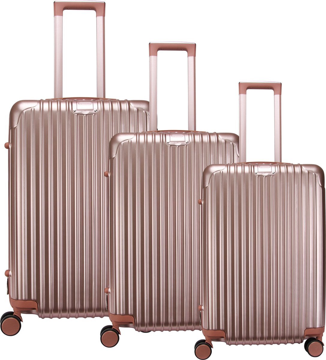 Royal Swiss - set de valises - Serrure à combinaison - Valise légère - 4 roues - Or rosé