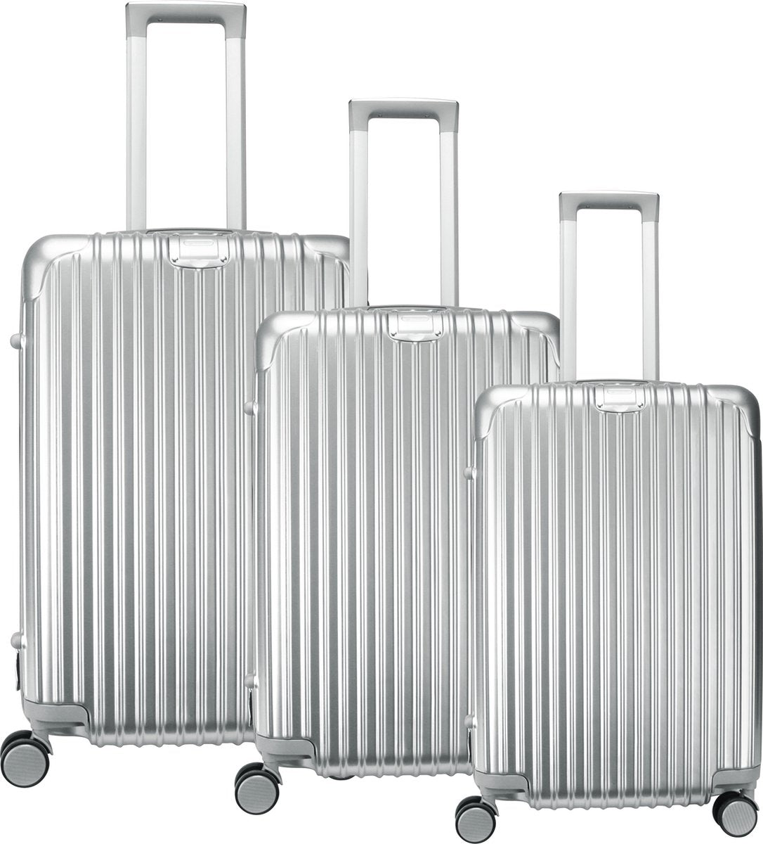 Royal Swiss - set de valises - Serrure à combinaison - Valise légère - 4 roues - gris